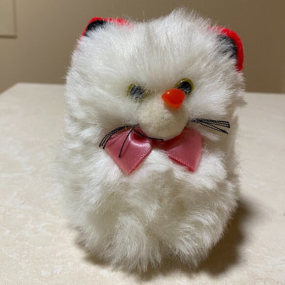 2/$20, Vintage Plush Toy – Adorable White Furry Animal with Clown Nose - Picture 1 of 10